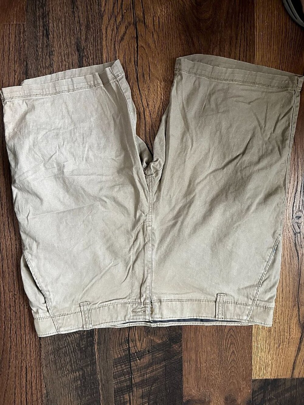 Iron Flex Men's Khaki Flat Front Stretch Chino Shorts, Size 38